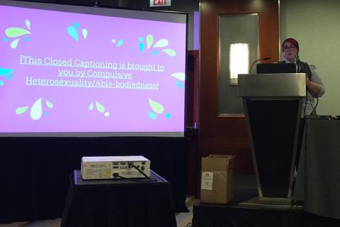 Celeste Reed presenting "Closed Captioning: Reading Between the Lines"