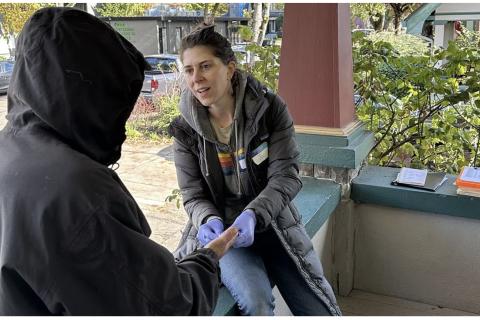 Jo Weaver interviews a homeless Eugene man.