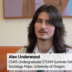 Video still of an interview with an undergraduate LGBTQ+ researcher.