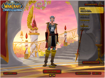 Screenshot of an avatar screen from World of Warcraft