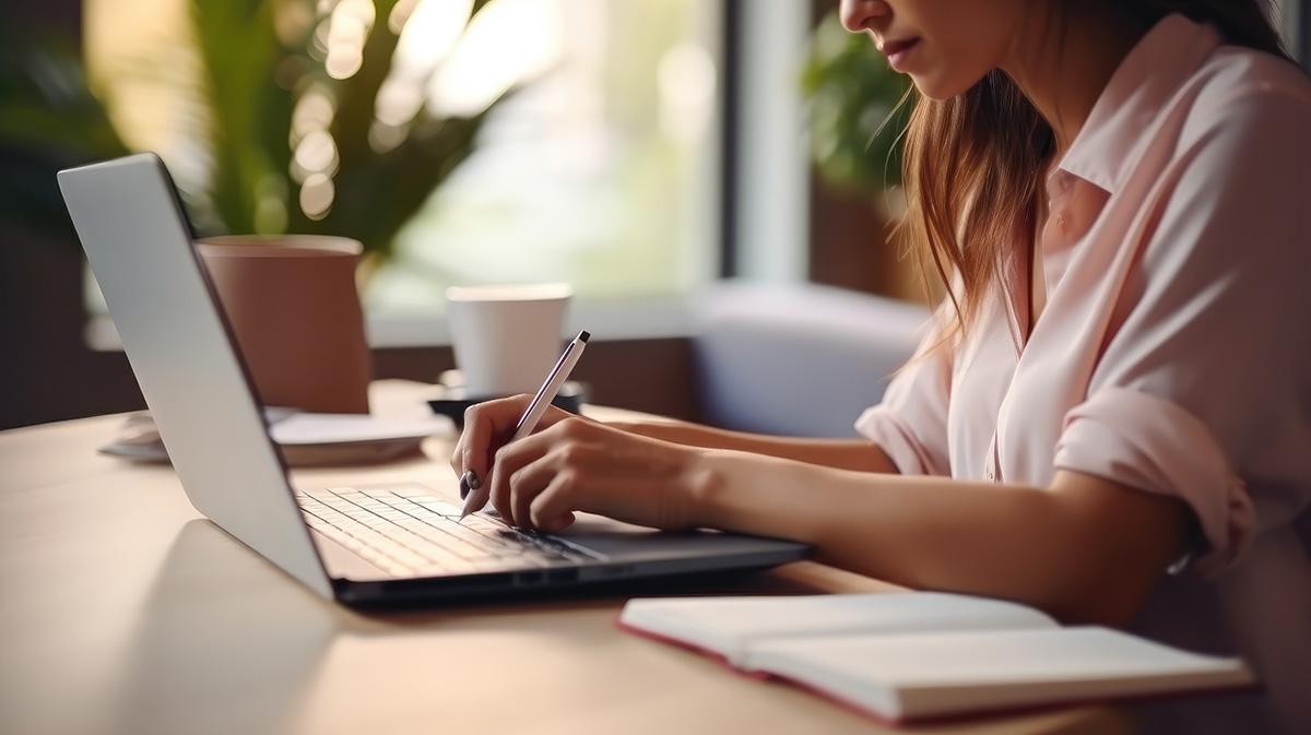 A person typing on a laptop.
