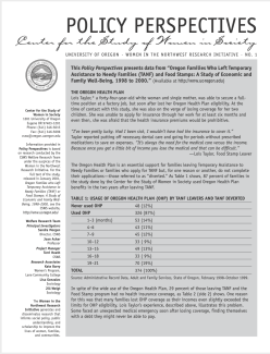 Policy Perspectives - The Oregon Health Plan