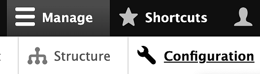 Configuration menu item