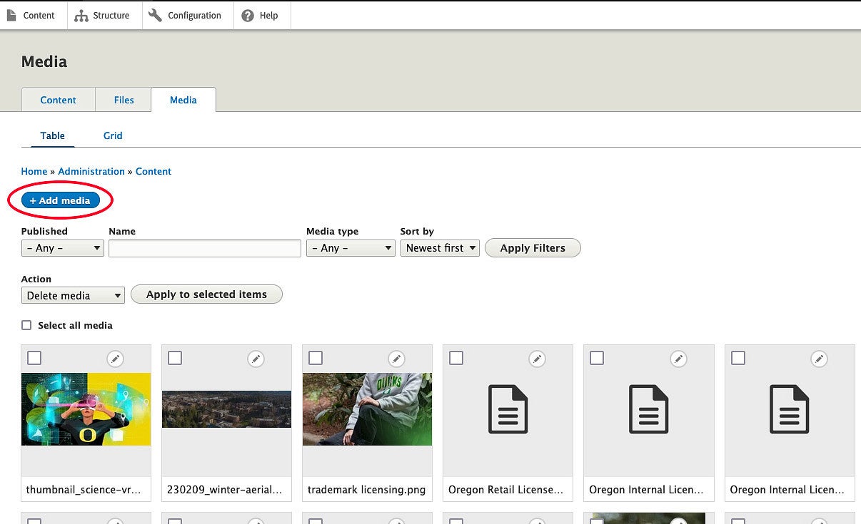 Drupal Add Media window