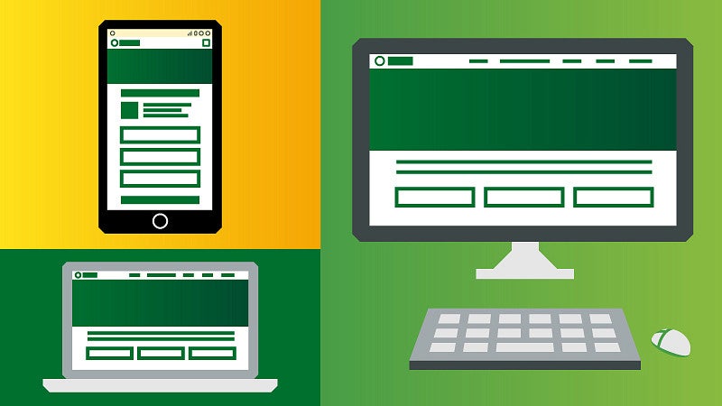 a graphic depicting a smart phone, a laptop, and a desktop computer