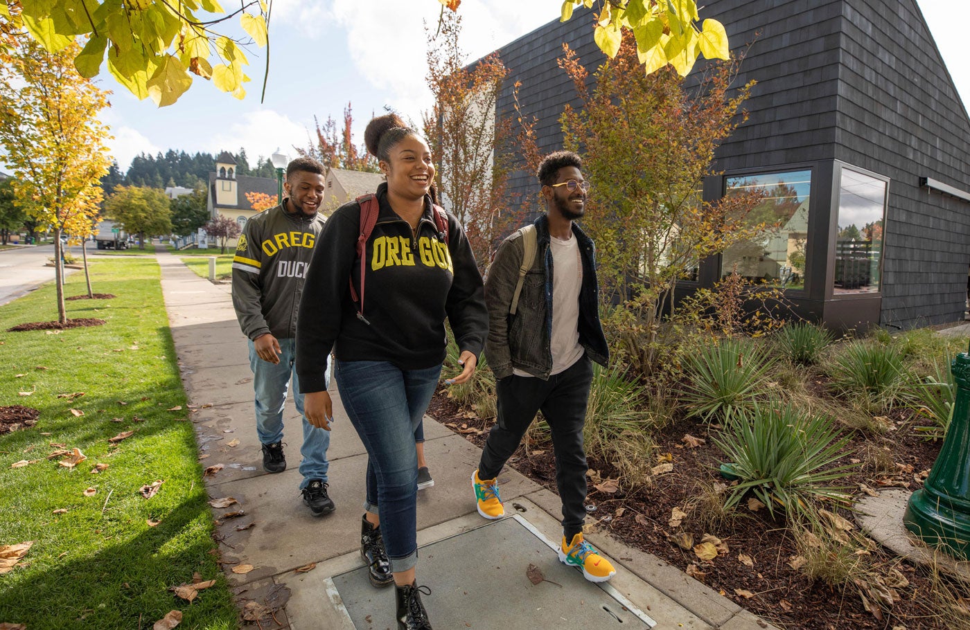 Students walk outside the Lyllye Reynolds-Parker Black Cultural Center