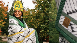 Kenyan Singer modeling Home Flight blanket