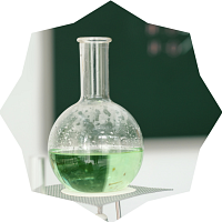 Beaker with green liquid