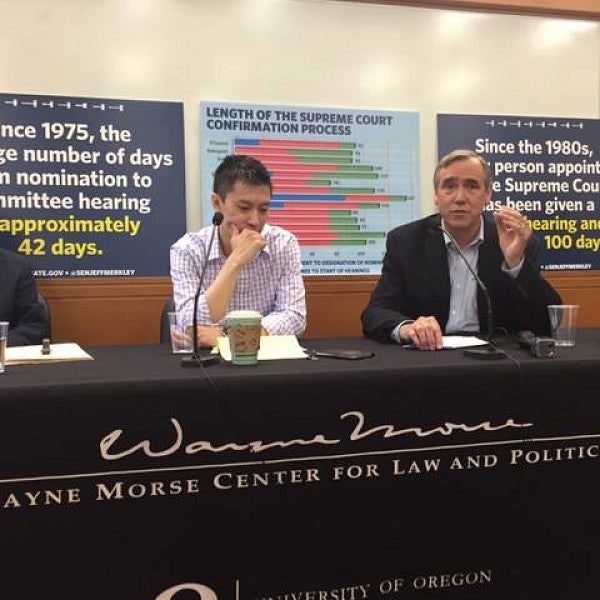 Senator Merkley speaks to students and faculty