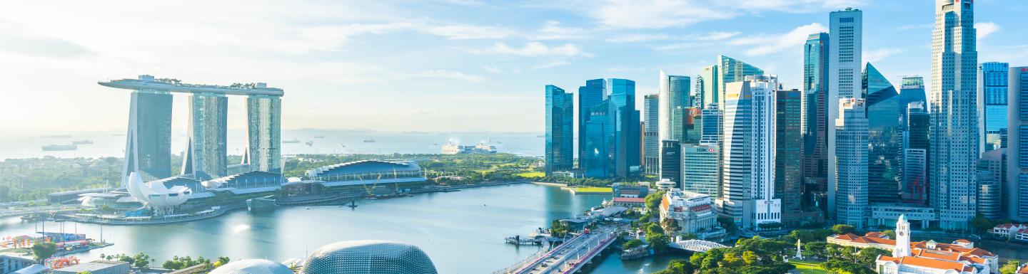 Aerial shot of the city of Singapore