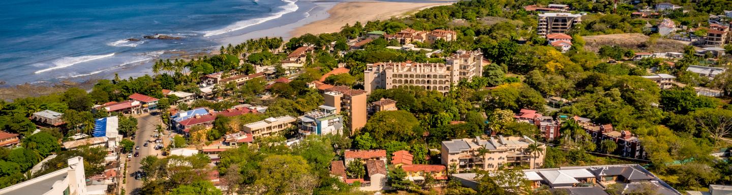aerial view of coastal town in Costa Rica