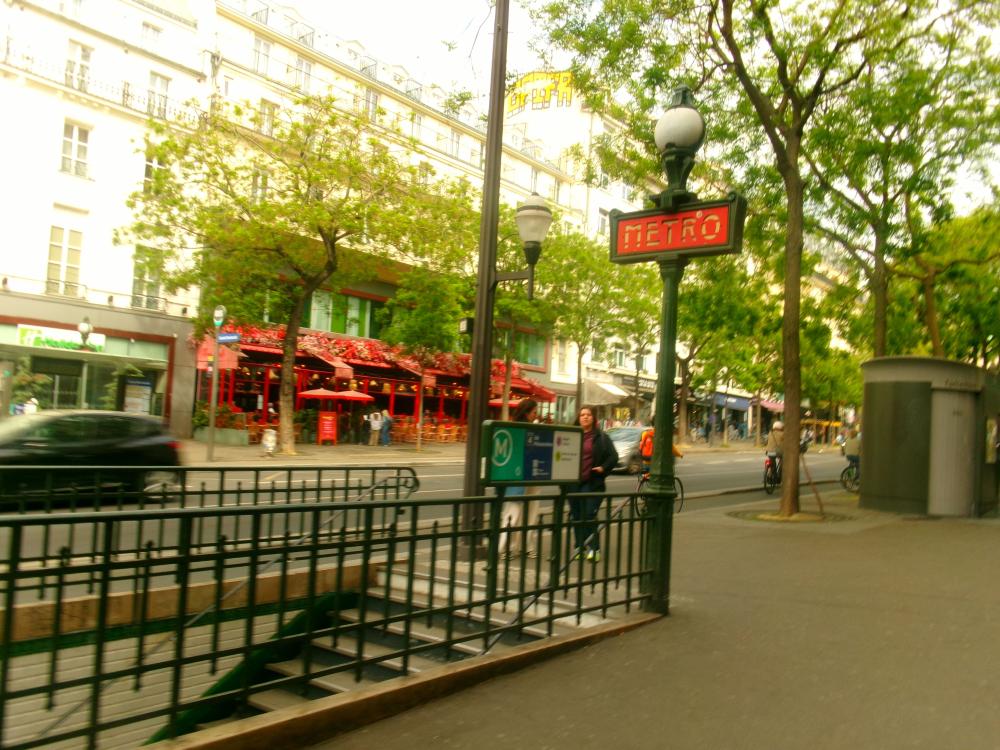 Street view of a metro station in Paris