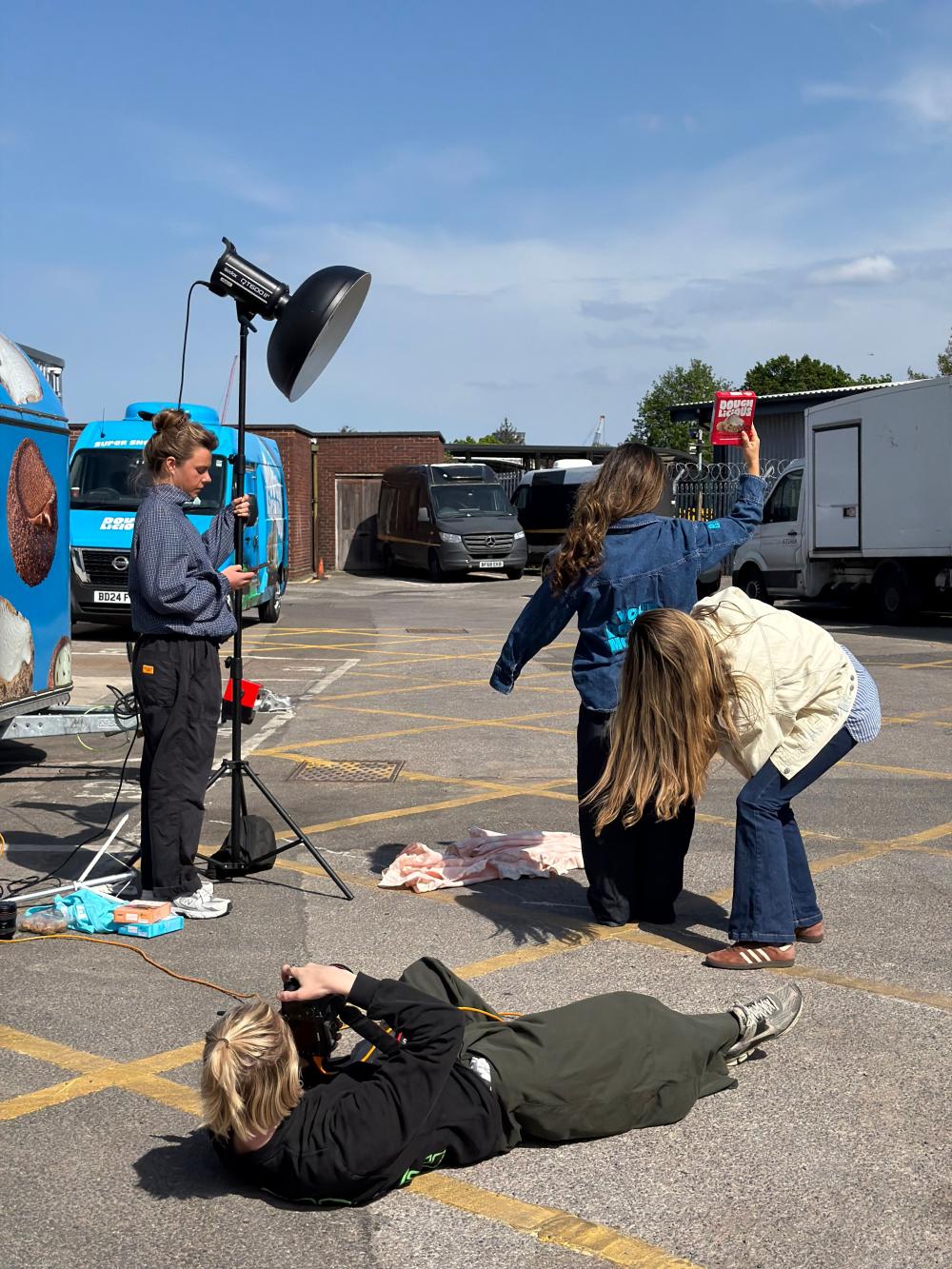 Hana on set of a photographer shoot for their internship