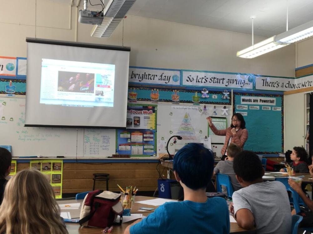 Teacher standing in front of a classroom of students