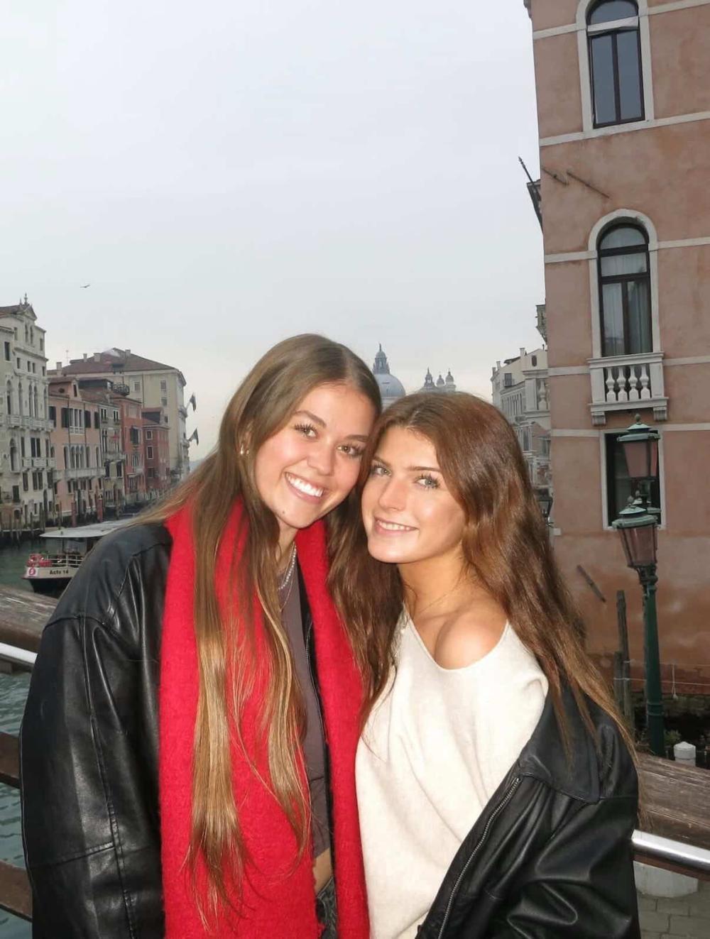 Ava smiling with a friend in Florence, Italy