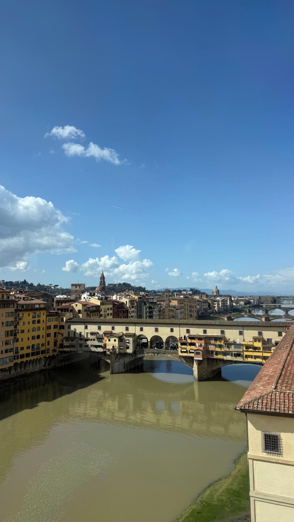Skyline of a Siena river on a cloudy day