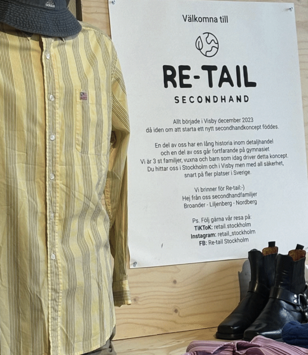 Swedish sustainability signage in a retail store in Stockholm
