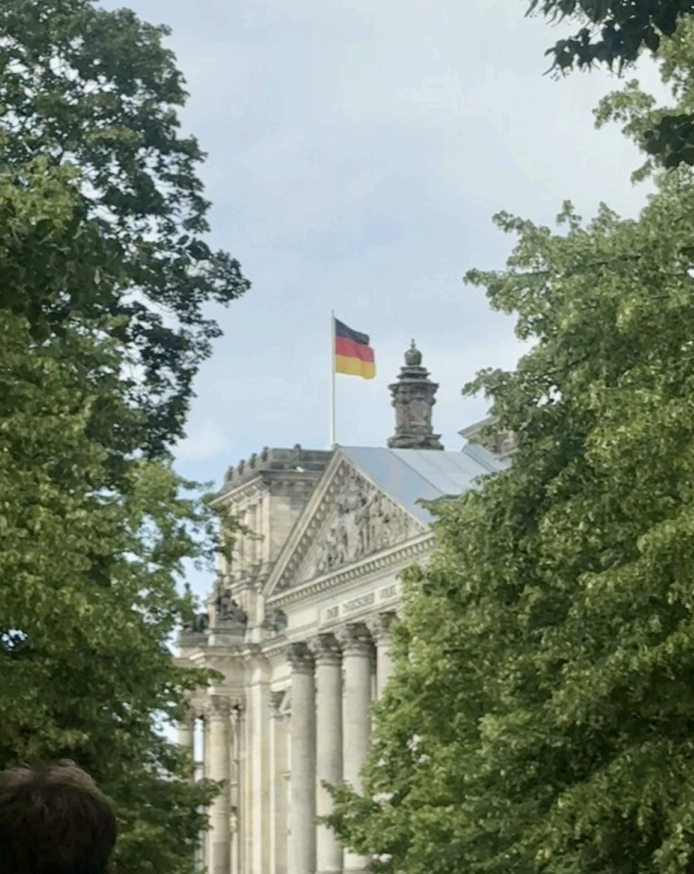 Building with the German flag. 