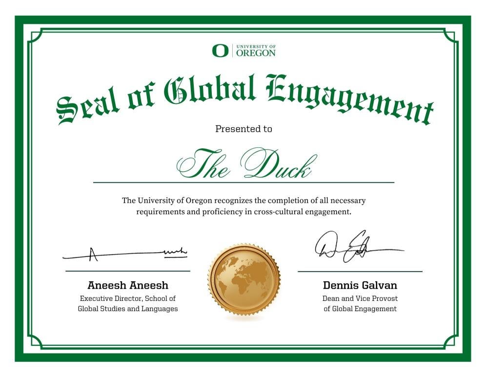 Seal of Global Engagement Certificate