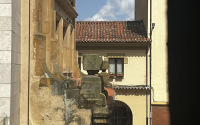 View from a window in Oviedo of nearby buildings
