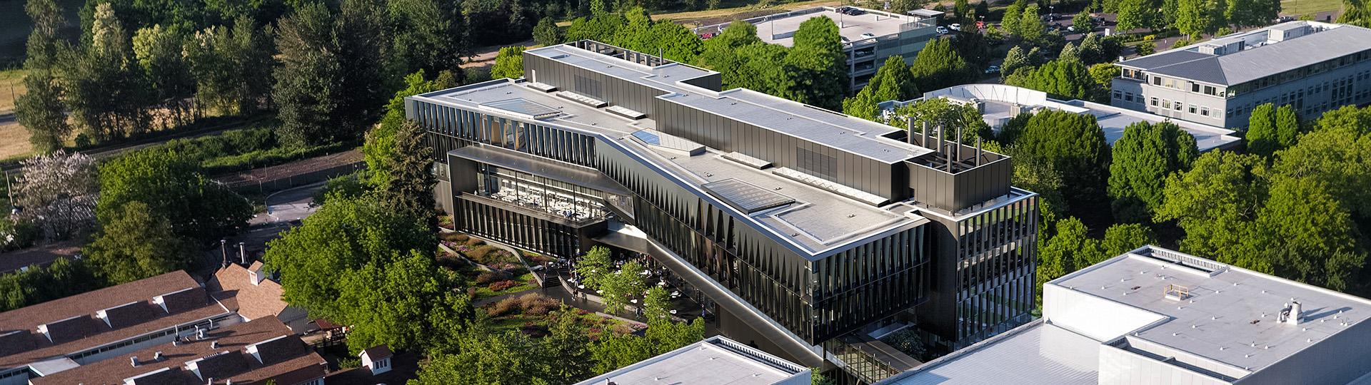 Aerial photograph of the Knight Campus Building 2