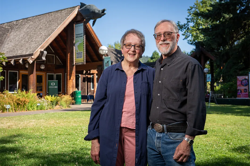 Elderly couple standing in front of the Musem of Natural and Cultural History