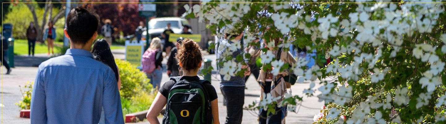 Students walking on campus.