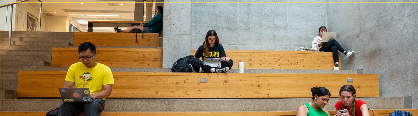 International students working on campus.