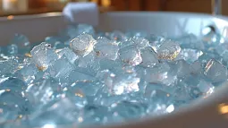 bowl of ice cubes