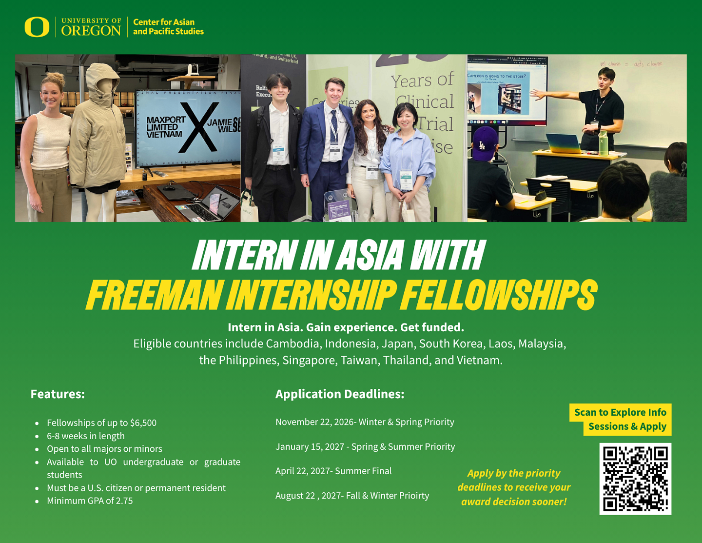 2026 Fall Freeman Internship Fellowships Flyer