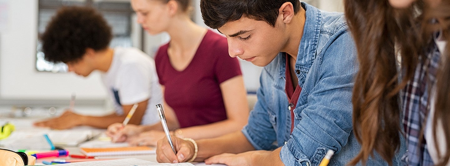 high school students in class