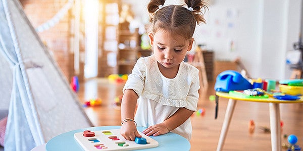 student working on math