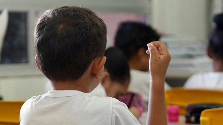 Students in class, seen from behind