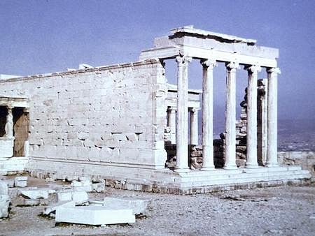 Ancient building ruins with columns