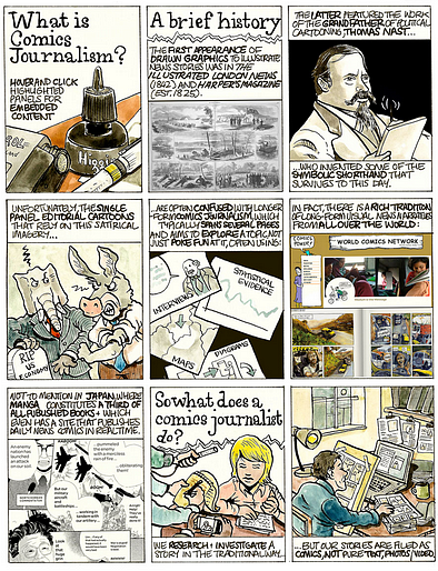 The Art of the News exhibition display.