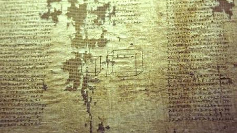 Handwritten text and drawings on parchment