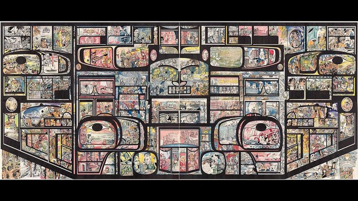 (A mural of comic panels by Michael Nicoll Yahgulanaas.) Department of Comparative Literature (COLT).