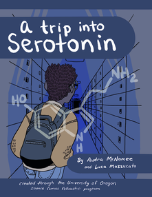 The cover of a comic titled a trip into serotonin.