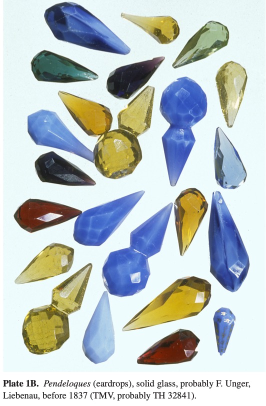 Plate 1B Pendeloques (eardrops), solid glass, probably F. Unger, Liebenau, before 1837 (TMV, probably TH 32841).