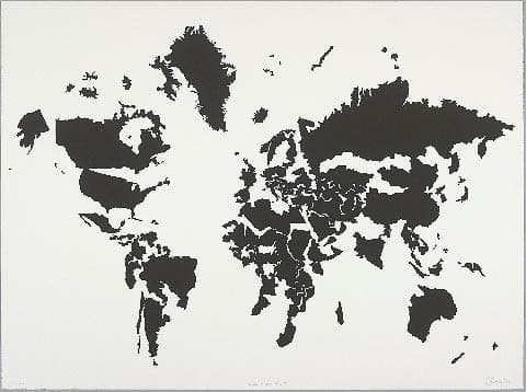 Map of the world with countries disconnected from each other