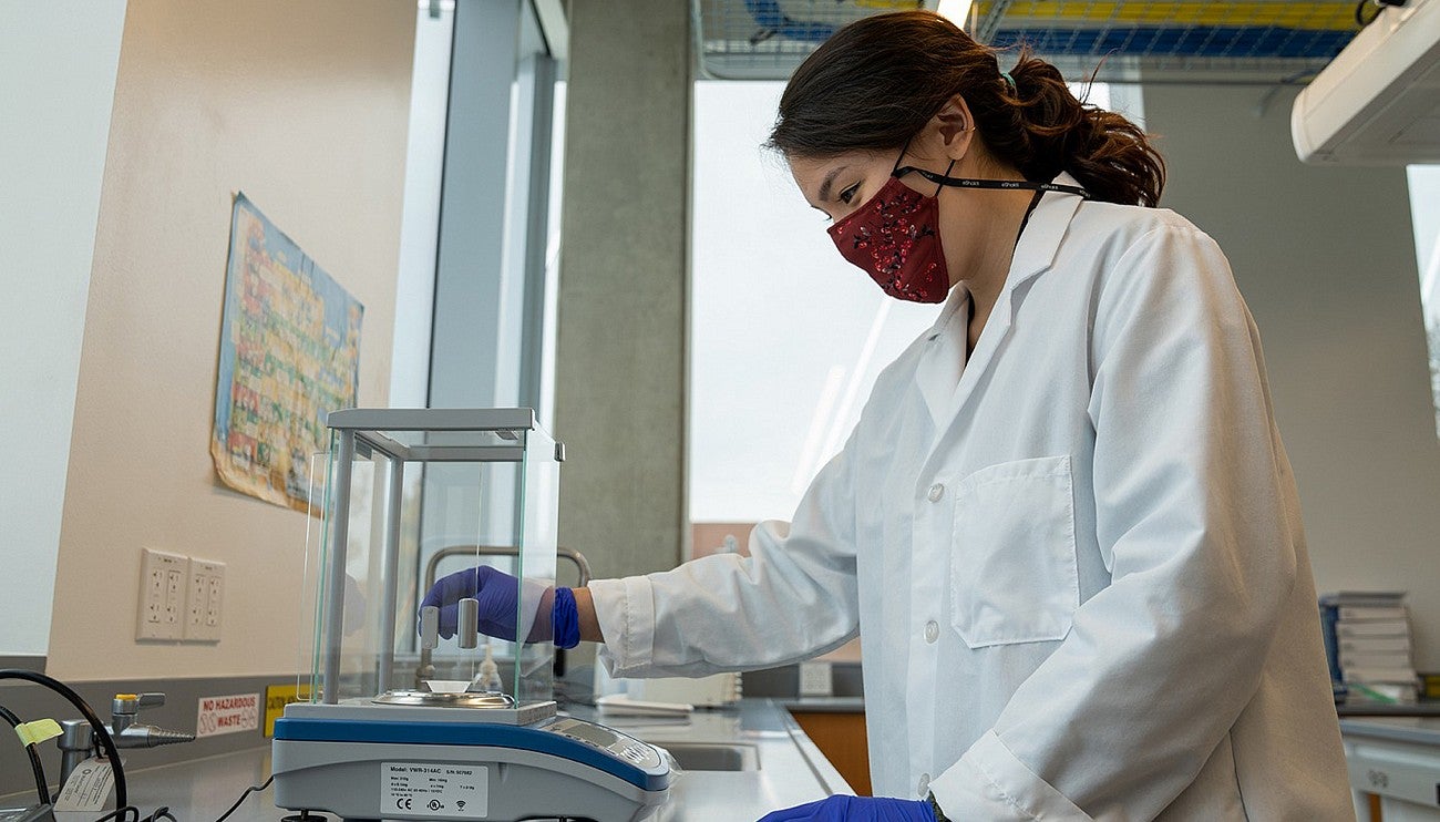 student in lab