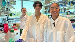 From left to right, iGEM team members Meaghan SmithTheo Seah, Keane Deas, 