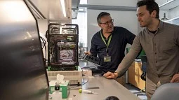Environmental portrait in lab of Paul Dalton and ivgenii Liashenko