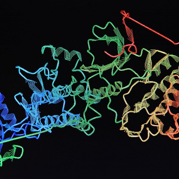 rainbow protein structure on a black background
