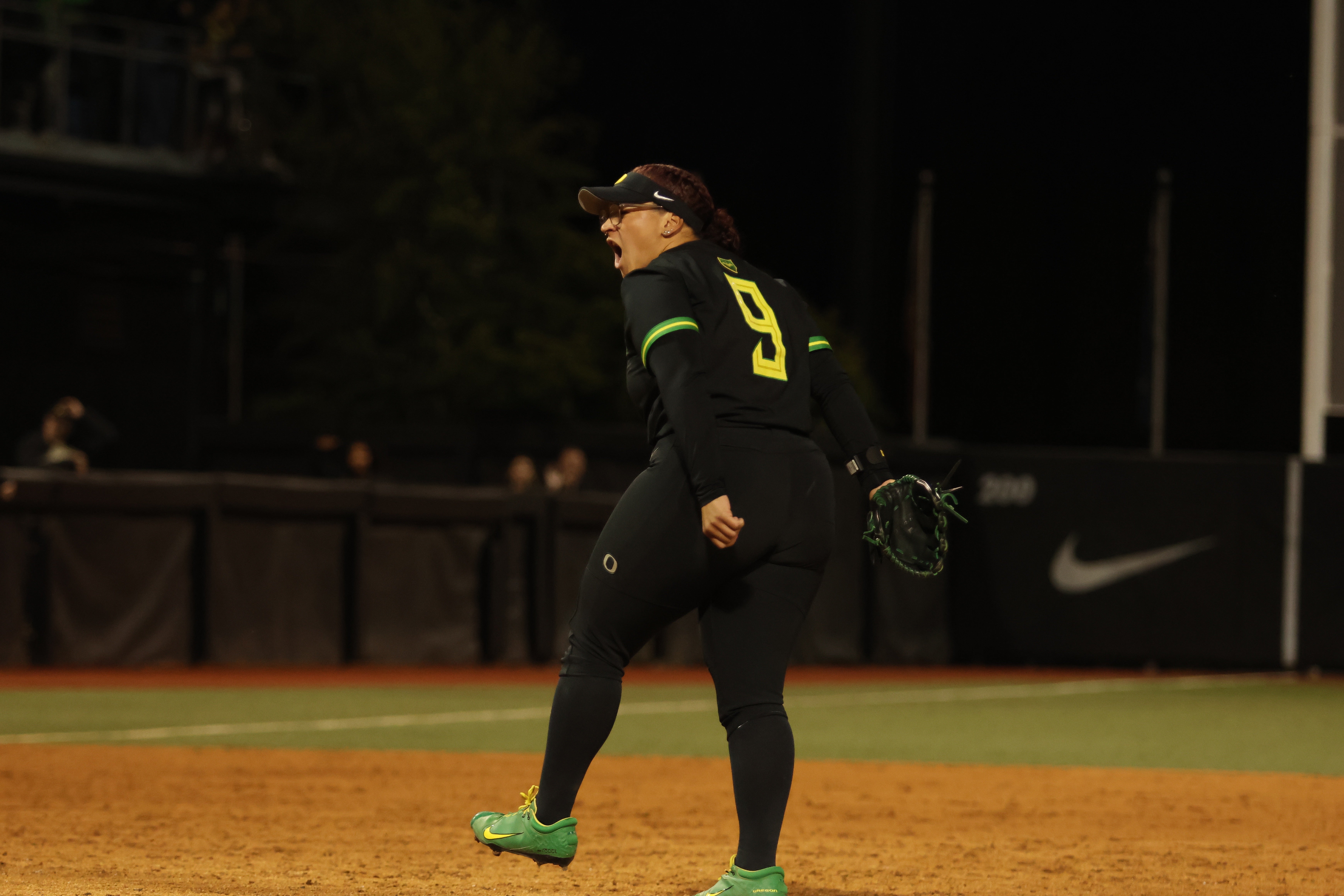 Oregon pitcher Staci Chambers in the circle during the Ducks' 3-2 win against Liberty on May 23.