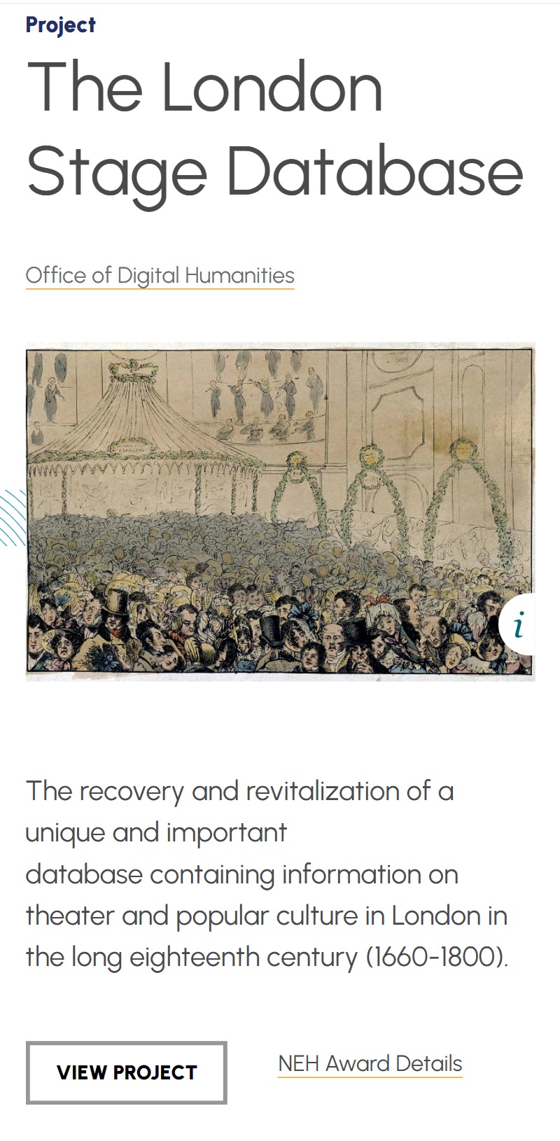 NEH Office of Digital Humanities: Award details for The London Stage Database