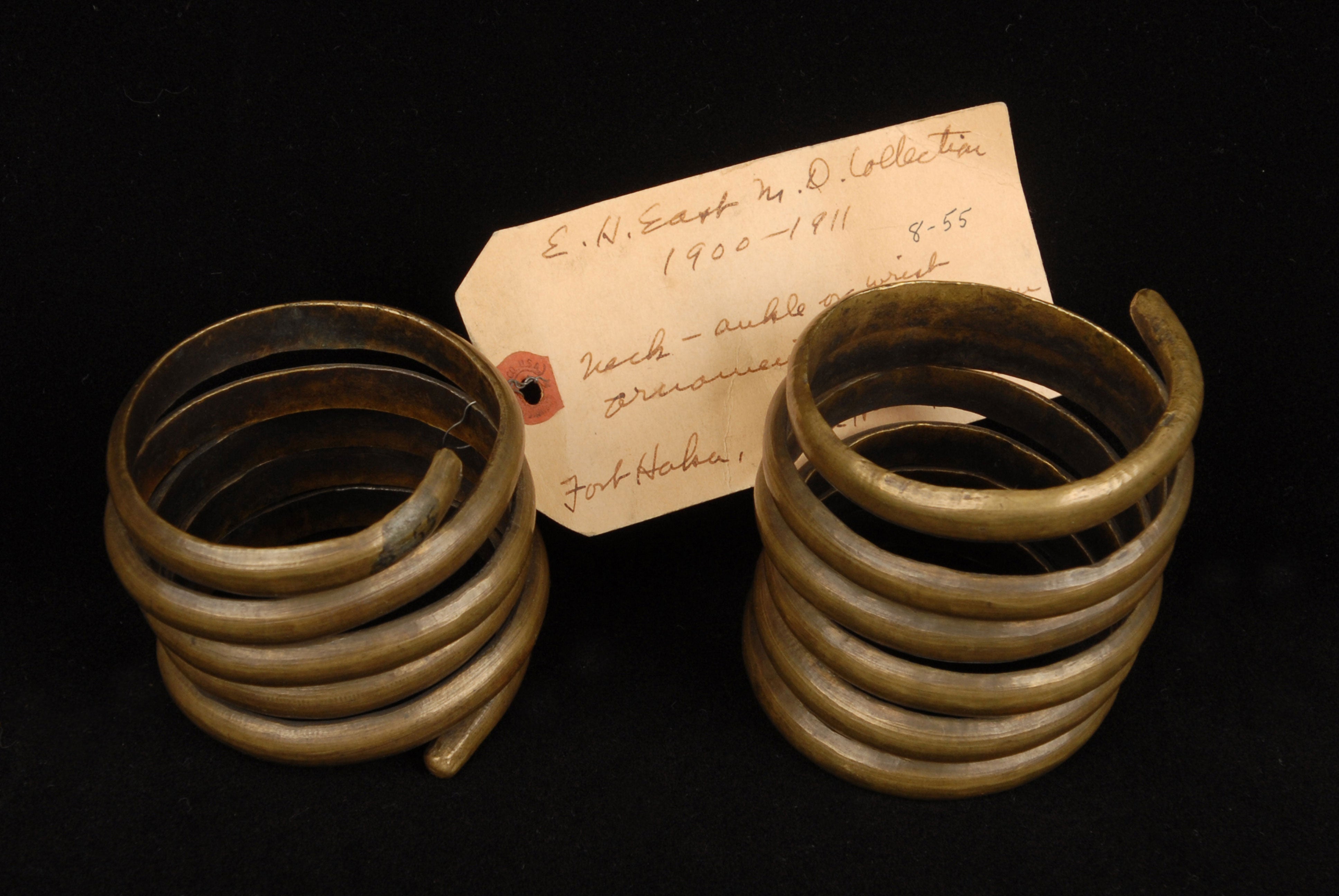 Brass spiral ornaments for women  (Cat.# s 8-55 and 8-56).