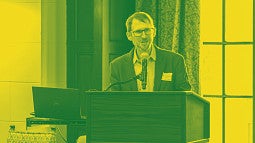 Duotone photo of SCI Co-Director and PPPM Professor, Marc Schlossberg. 