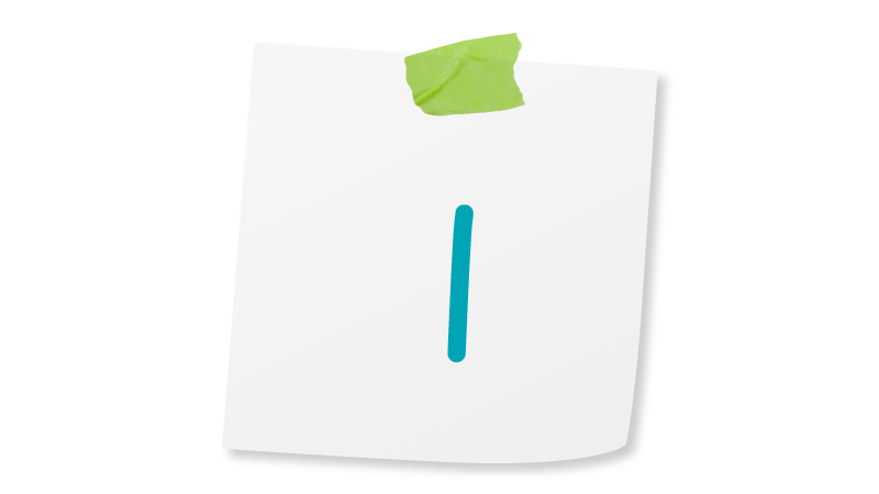 A sticky note with the number 1