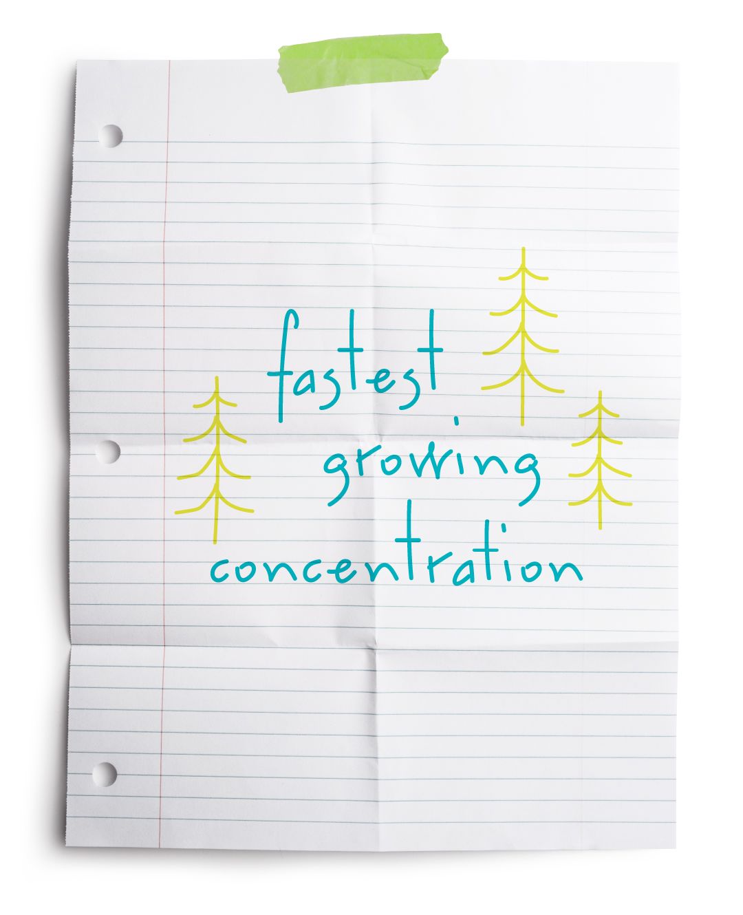 An image of a piece of notebook paper and hand-drawn doodles with the words fastest growing concentration